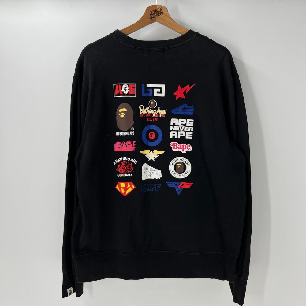A Bathing Ape BAPE Nigo Multi Logo Ape Head Crewneck Sweater XXL